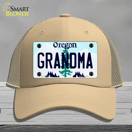 Grandma Oregon Novelty License Plate Hat Mesh / Khaki