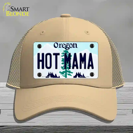 Hot Mama Oregon Novelty License Plate Hat Mesh / Khaki