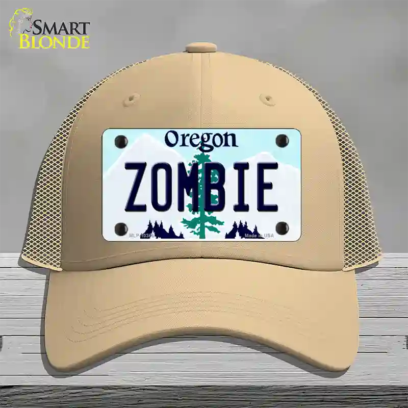 Zombie Oregon Novelty License Plate Hat Mesh / Khaki