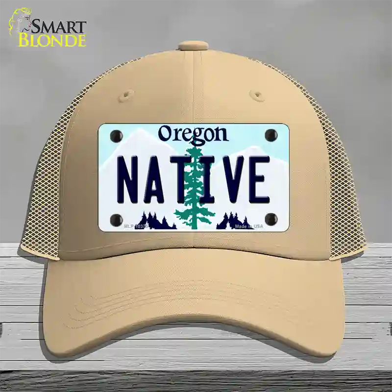 Native Oregon Novelty License Plate Hat Mesh / Khaki