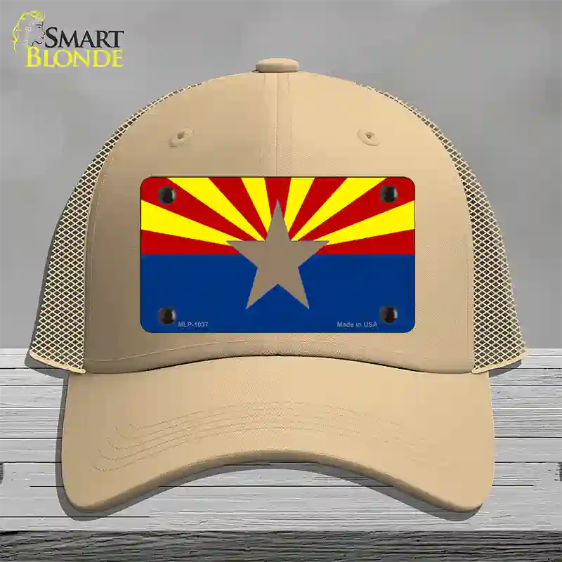 Arizona Big Star State Flag Novelty License Plate Hat Mesh / Khaki