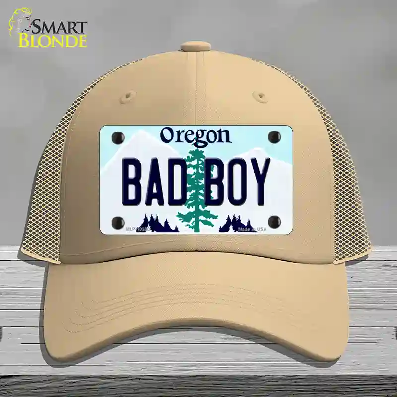 Bad Boy Oregon Novelty License Plate Hat Mesh / Khaki