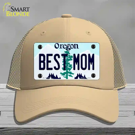 Best Mom Oregon Novelty License Plate Hat Mesh / Khaki