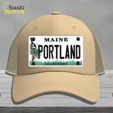 Portland Maine Novelty License Plate Hat Mesh / Khaki