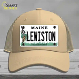 Lewiston Maine Novelty License Plate Hat Mesh / Khaki