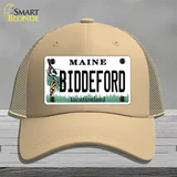 Biddeford Maine Novelty License Plate Hat Mesh / Khaki