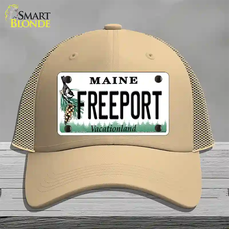 Freeport Maine Novelty License Plate Hat Mesh / Khaki