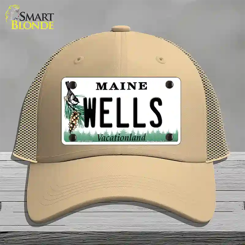 Wells Maine Novelty License Plate Hat Mesh / Khaki