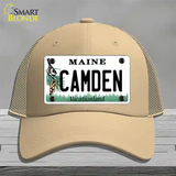 Camden Maine Novelty License Plate Hat Mesh / Khaki