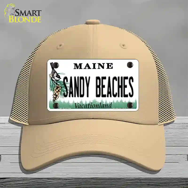 Sandy Beaches Maine Novelty License Plate Hat Mesh / Khaki