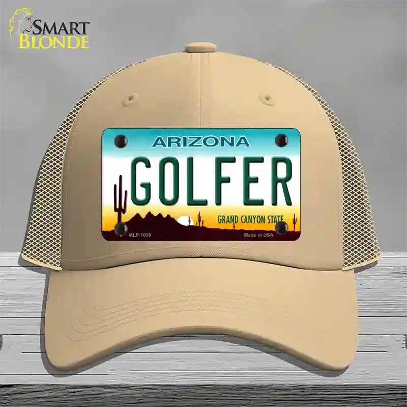 Golfer Arizona Novelty License Plate Hat Mesh / Khaki