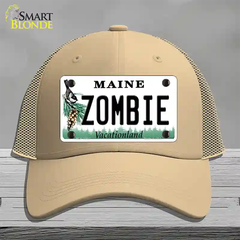 Zombie Maine Novelty License Plate Hat Mesh / Khaki