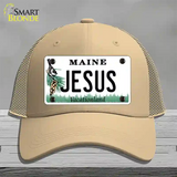 Jesus Maine Novelty License Plate Hat Mesh / Khaki