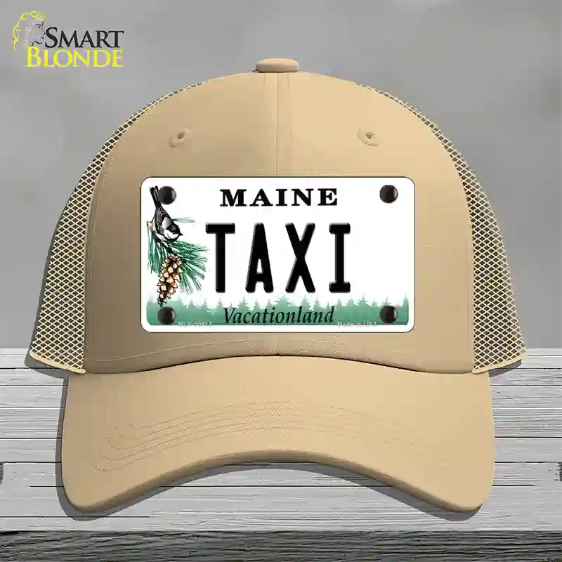 Taxi Maine Novelty License Plate Hat Mesh / Khaki