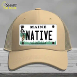 Native Maine Novelty License Plate Hat Mesh / Khaki