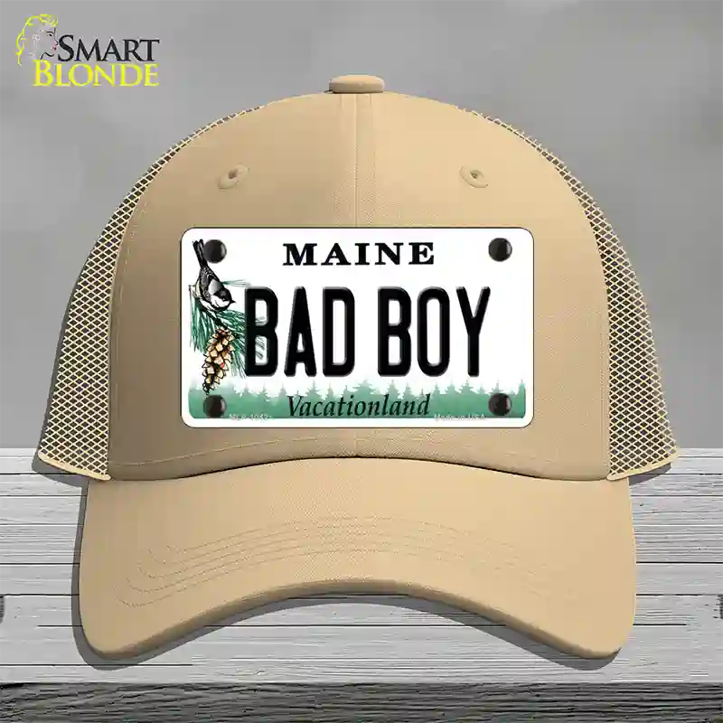 Bad Boy Maine Novelty License Plate Hat Mesh / Khaki