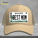 Best Mom Maine Novelty License Plate Hat Mesh / Khaki