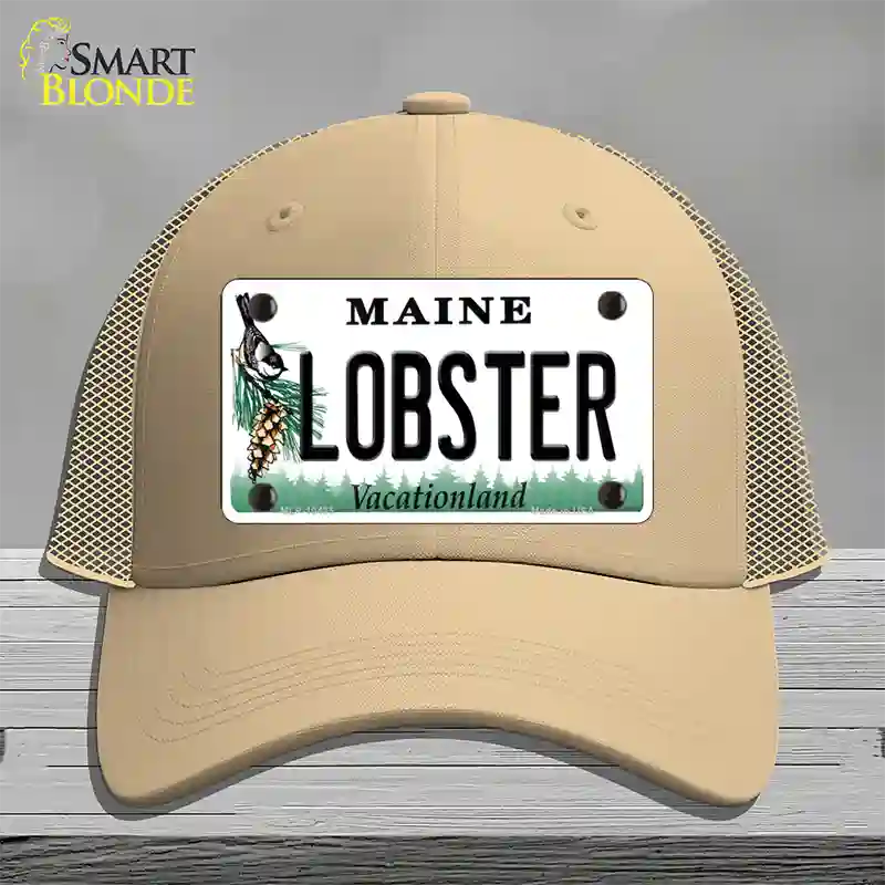 Lobster Maine Novelty License Plate Hat Mesh / Khaki