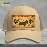 Basset Hound Novelty License Plate Hat Mesh / Khaki