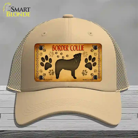 Border Collie Novelty License Plate Hat Mesh / Khaki