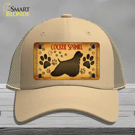 Cocker Spaniel Novelty License Plate Hat Mesh / Khaki