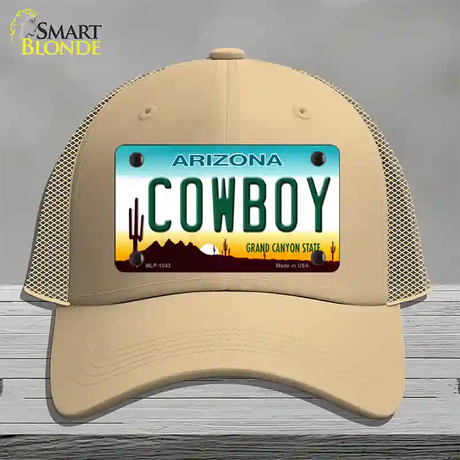 Cowboy Arizona Novelty License Plate Hat Mesh / Khaki