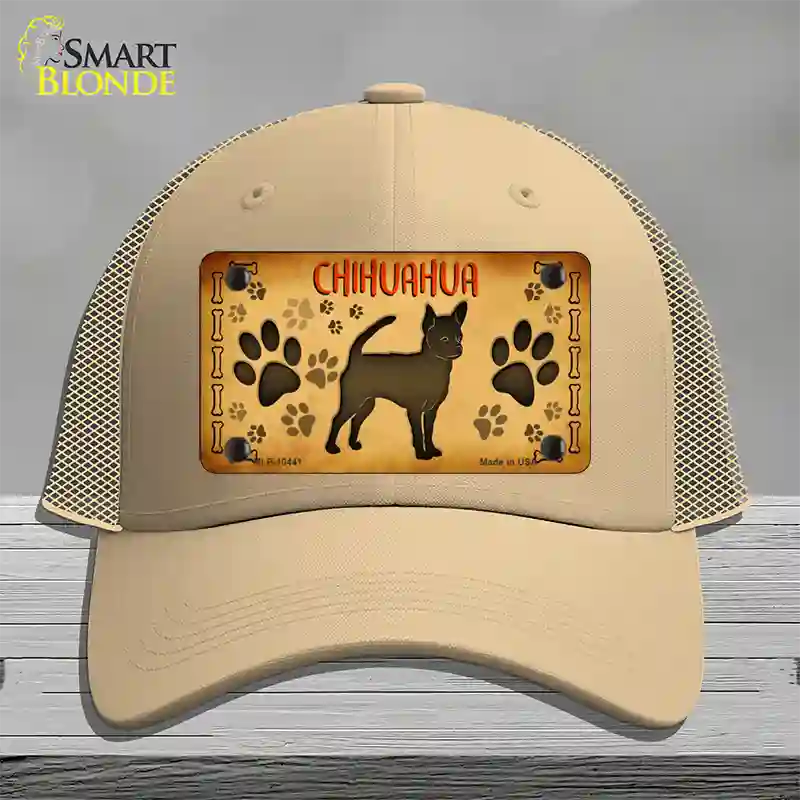 Chihuahua Novelty License Plate Hat Mesh / Khaki