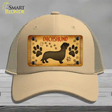 Dachshund Novelty License Plate Hat Mesh / Khaki