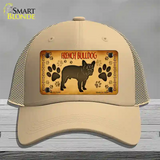 French Bulldog Novelty License Plate Hat Mesh / Khaki