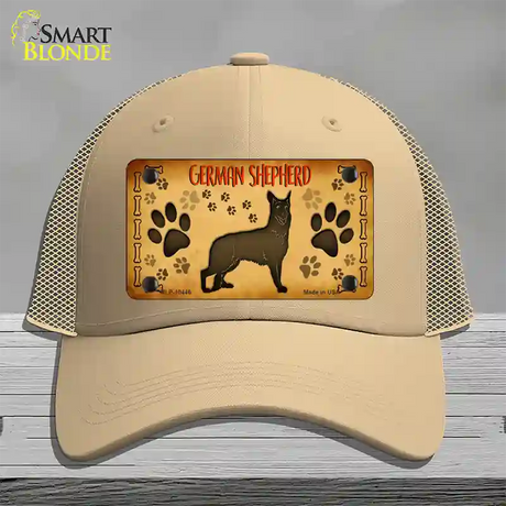 German Shepherd Novelty License Plate Hat Mesh / Khaki