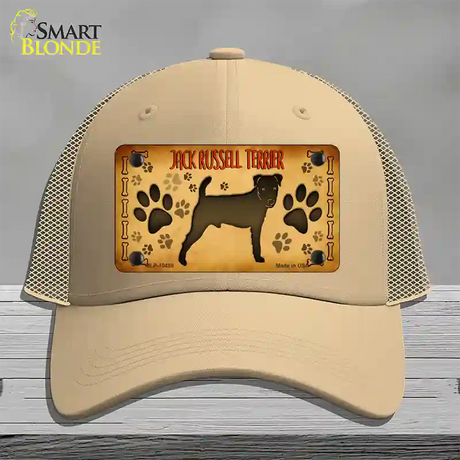 Jack Russell Terrier Novelty License Plate Hat Mesh / Khaki