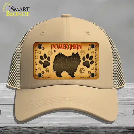 Pomeranian Novelty License Plate Hat Mesh / Khaki