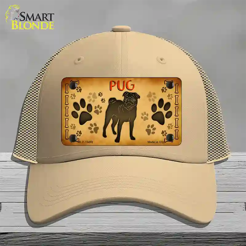 Pug Novelty License Plate Hat Mesh / Khaki