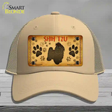 Shih Tzu Novelty License Plate Hat Mesh / Khaki