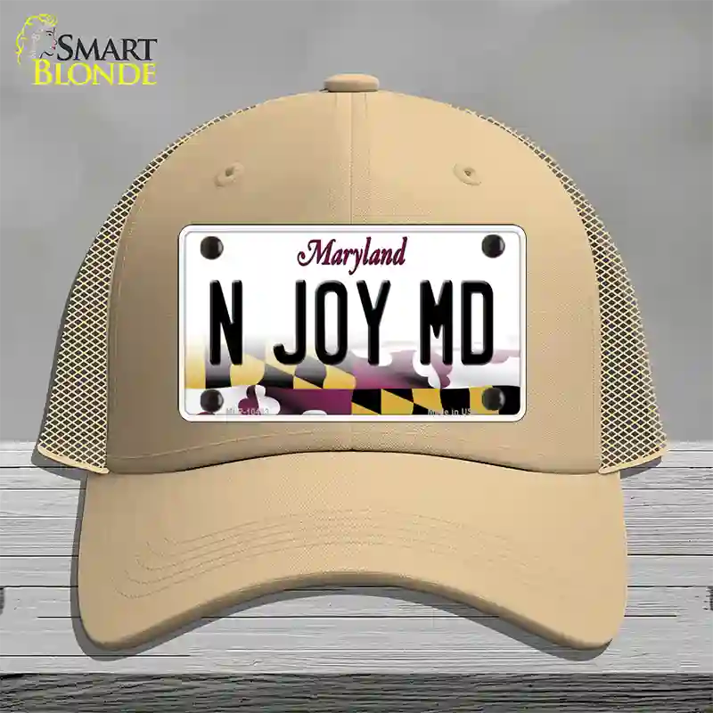 N Joy MD Maryland Novelty License Plate Hat Mesh / Khaki