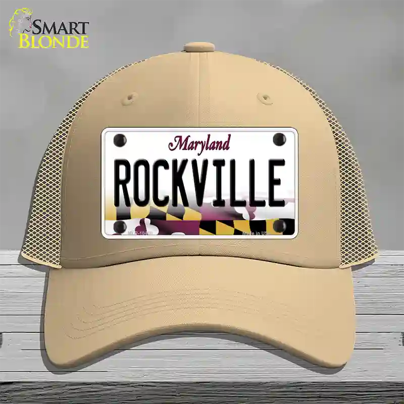 Rockville Maryland Novelty License Plate Hat Mesh / Khaki