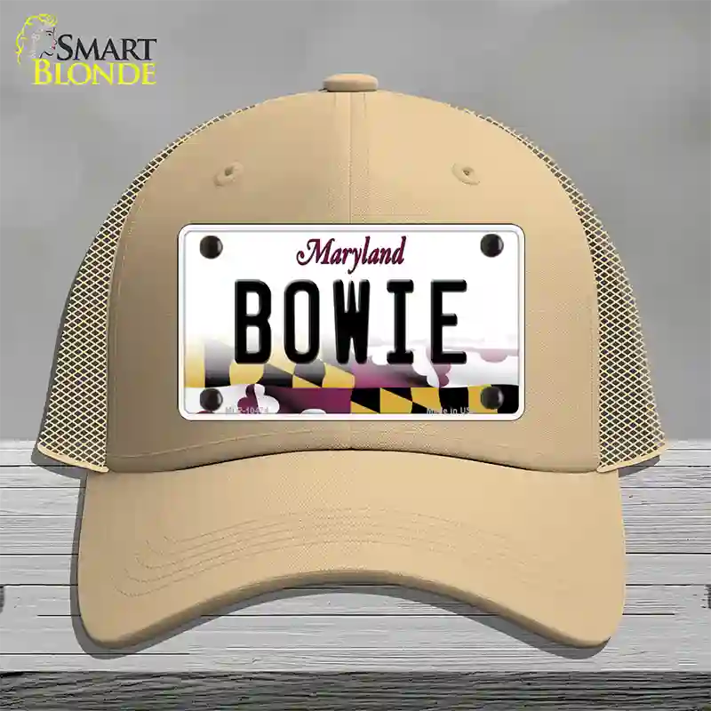 Bowie Maryland Novelty License Plate Hat Mesh / Khaki