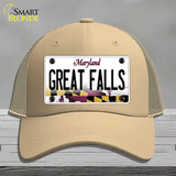 Great Falls Maryland Novelty License Plate Hat Mesh / Khaki