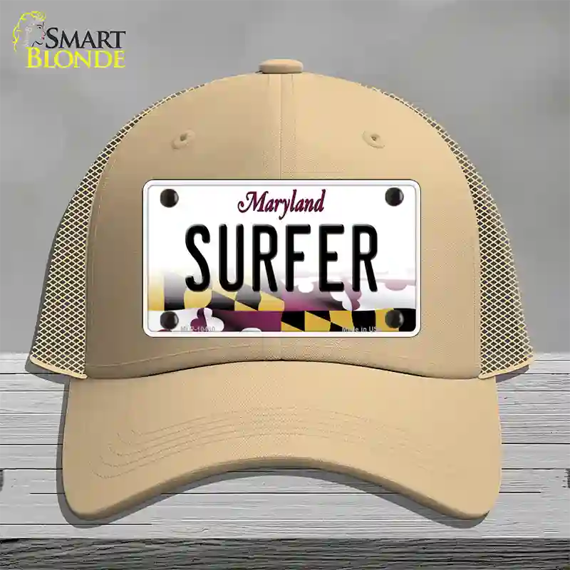 Surfer Maryland Novelty License Plate Hat Mesh / Khaki