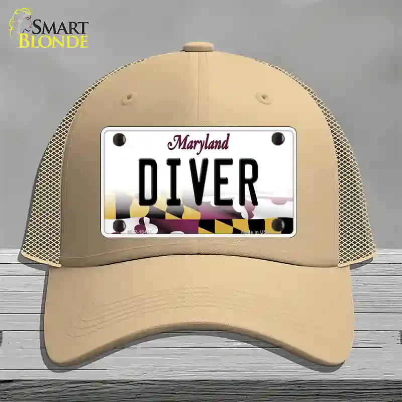 Diver Maryland Novelty License Plate Hat Mesh / Khaki