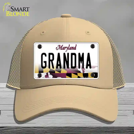 Grandma Maryland Novelty License Plate Hat Mesh / Khaki