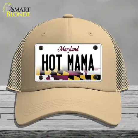 Hot Mama Maryland Novelty License Plate Hat Mesh / Khaki