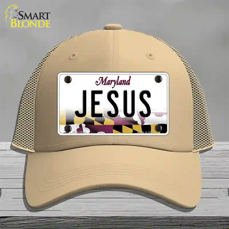 Jesus Maryland Novelty License Plate Hat Mesh / Khaki