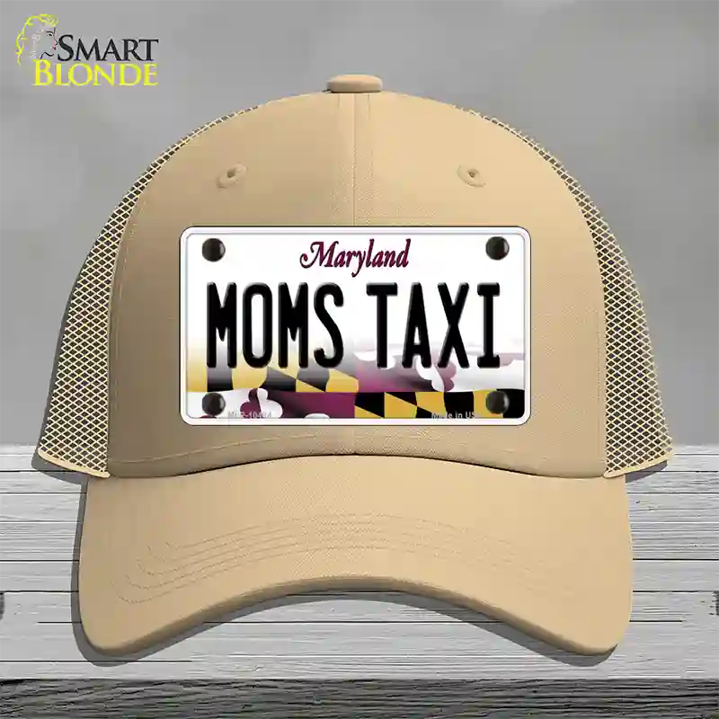 Moms Taxi Maryland Novelty License Plate Hat Mesh / Khaki