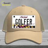 Golfer Maryland Novelty License Plate Hat Mesh / Khaki