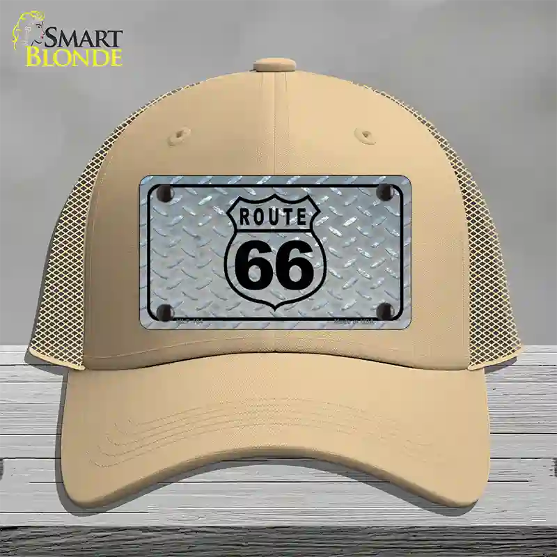 Route 66 Shield Diamond Novelty License Plate Hat Mesh / Khaki