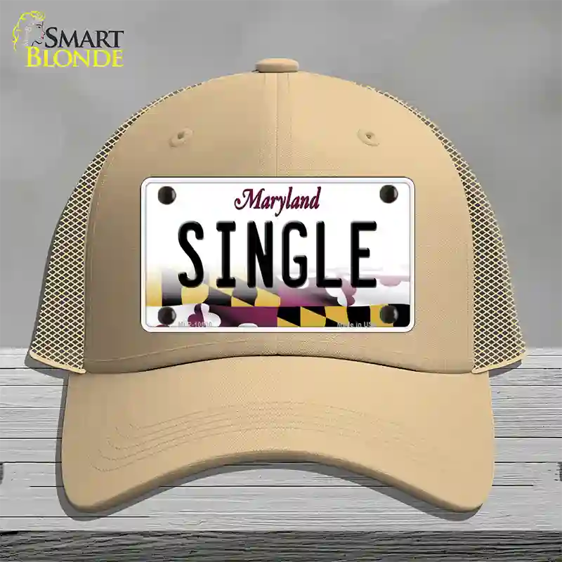 Single Maryland Novelty License Plate Hat Mesh / Khaki