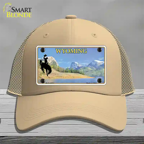 Wyoming Blank Novelty License Plate Hat Mesh / Khaki