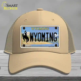 Wyoming Tag Novelty License Plate Hat Mesh / Khaki