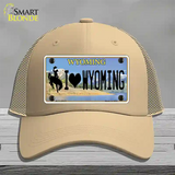 I Love Wyoming Novelty License Plate Hat Mesh / Khaki